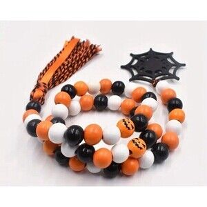 Halloween Spider Beaded Garland Tier Tray Decor Farmhouse Halloween Shelf Decor